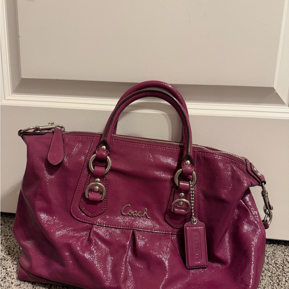 Coach Ashley Purple Patent Leather Satchel